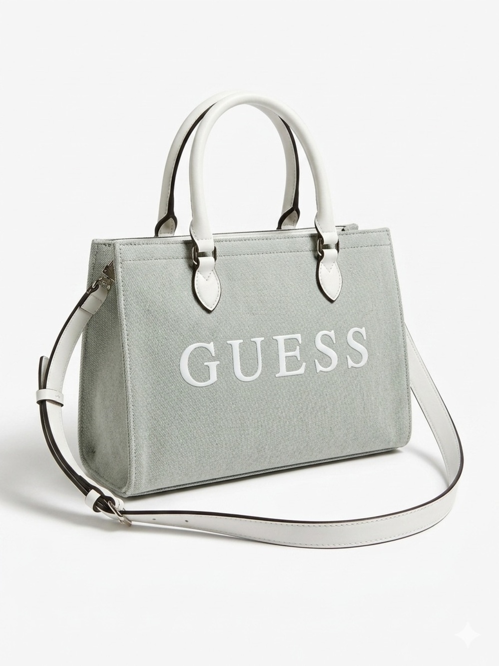 Guess Logo Light Blue Denim Handbag with Crossbody Strap NEVER USED
